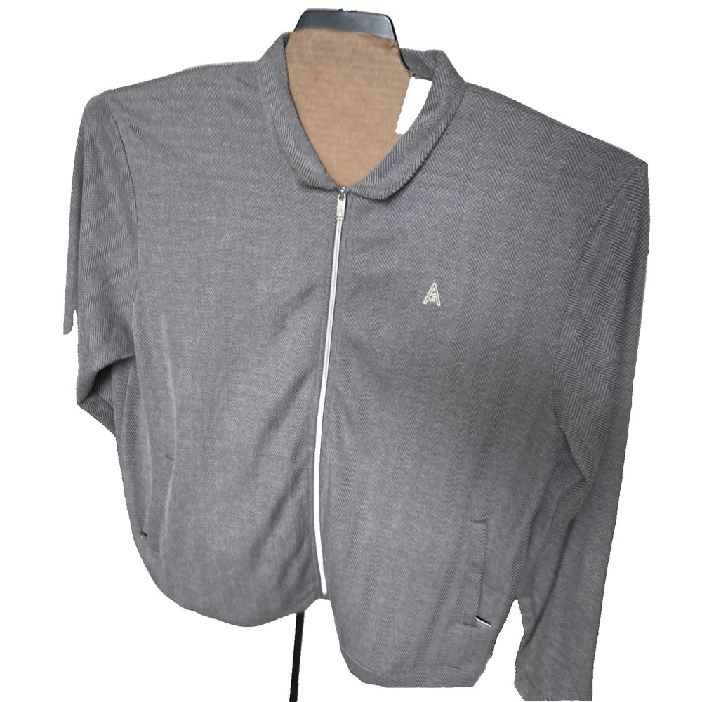 Studio A Men's Herringbone Cotton Blend Jacket Full Zip Gray Size 4XL Shacket